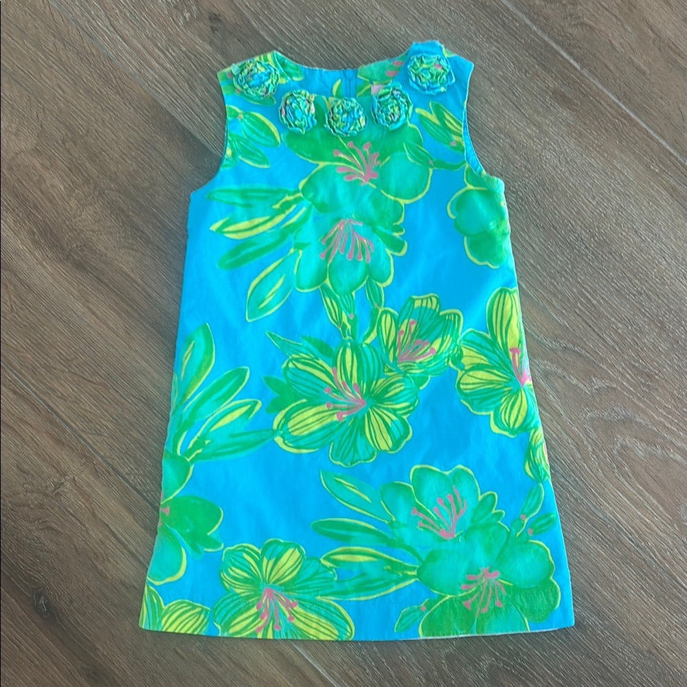 Lilly Pulitzer Floral Blue and Green Kids Dress. Size 6.